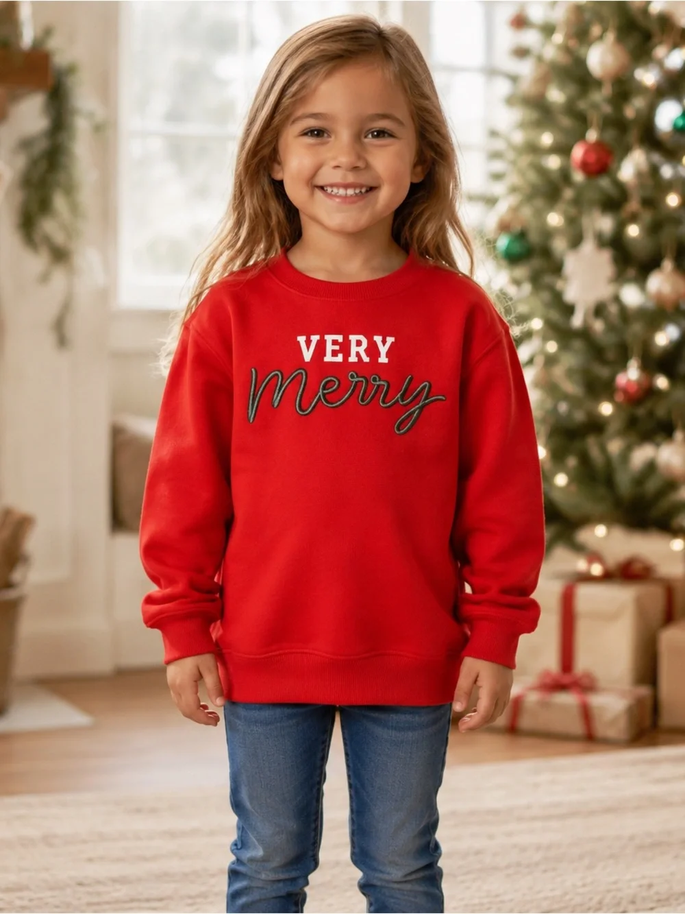 Cat & Jack Toddler 5T Very Merry Christmas Sweatshirt Red Holiday Pullover NWT